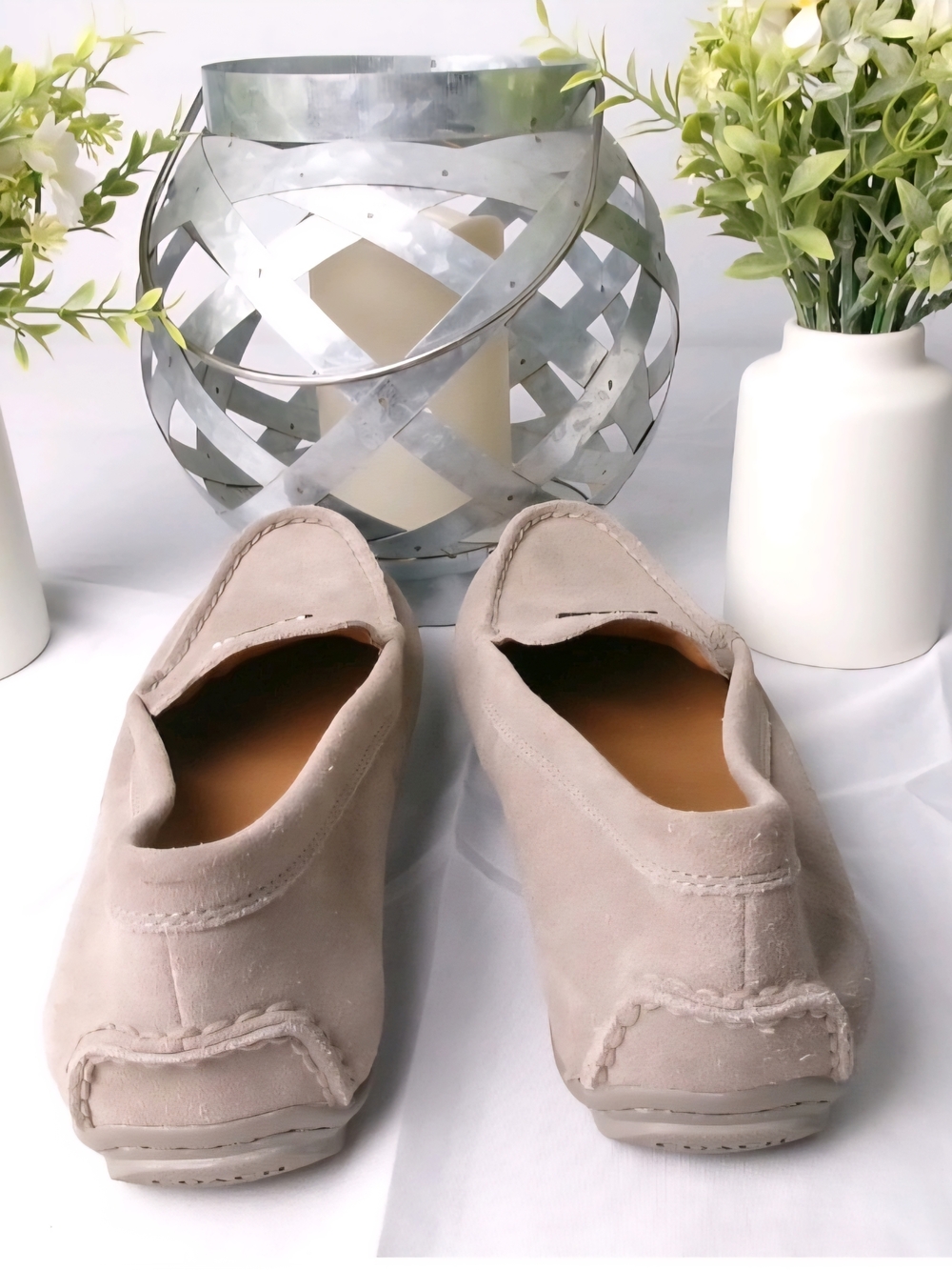 COACH Women's Suede Loafers in Taupe Slip On Flats Size 6 - Picture 7 of 8